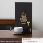 Tao Xi Single Cup + Coaster + Spoon Hardback Gift Box [Wooden Heart Handle-Morandi Gray]