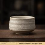 Wave Pattern Matcha Bowl-Gracked Glaze Gray and White