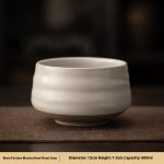 Wave Pattern Matcha Bowl-Ru Ware Gray and White