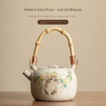 Imitation Song Ru Kiln Cute Cat Loop-Handled Teapot