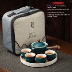 Classic Dark Green Travel with Bamboo Tea Tray