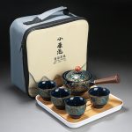 Side Handle Tea Tray Set ~ Blue Flowers ~ Travel Pack