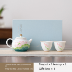 Chinese White Hand-Painted Tea Set (Step by Step Lotus/3-Piece Set)