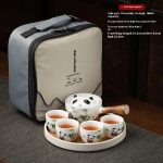 Cute Panda Travel with Bamboo Tea Tray