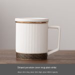 Striped Ceramic Cover Mug-Plain White (Safe Packaging)