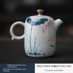 Hand-Painted Blue and White Teapot (Ruyi Pot-Hand-Painted Lotus Rhyme)