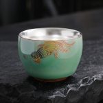 Celadon Silvering Plated Cup (Koi)