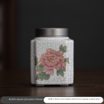 Ru Ware Square Jar-Peony (Safe Packaging)