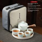 Beautiful Gray Jug Travel with Bamboo Tea Tray