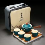 Side Handle Tea Tray Set ~ Matte Cyan ~ Travel Pack