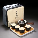 Side Handle Tea Tray Set ~ Matte Black ~ Travel Pack