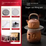 Sugar Cat Loop-Handled Teapot + Charcoal Stove-Send 6-Piece Set