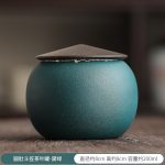 round Belly Bamboo Hat Tea Pot-Dark Green