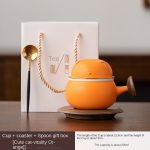 Cup + Coaster + Spoon Gift Box (Cute Cat-Vibrant Orange)