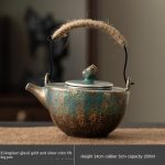 Evergreen Glaze Gold and Silver Color Loop-Handled Teapot