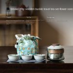 Smoky Gray Wooden Buckle Travel Tea Set-Flower Core