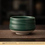 Wave Pattern Matcha Bowl-Dark Green