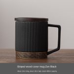 Striped Wooden Lid Mug-Zen Black (No Filter-Safe Packaging)