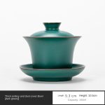 Stoneware Clear Dust Cover Bowl (Dark Green)