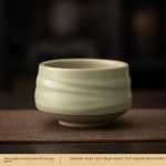 Wave Pattern Matcha Bowl-Ru Ware Gray Green