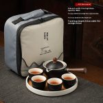 Classic Black Sand Travel with Bamboo Tea Tray