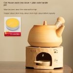 Cat House Warm Tea Stove + Plain Pattern Side Handle Pot