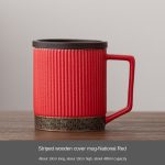 Striped Wooden Lid Mug-National Red (No Filter-Safe Packaging)