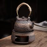 Stone Pattern Loop-Handled Teapot + Stone Pattern Warm Tea Stove (with 8 One Butter Candle)