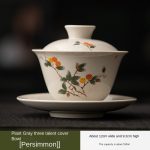 Grass and Wood Gray Three-Talent Bowl (Persimmon Good Luck)