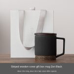 Striped Wooden Lid Mug-Zen Black (No Filter-Gift Box Packaging)