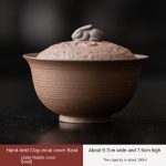 Hand-Pinch Rock Mud-Two-Way Cover Bowl (Jade Rabbit Cover Bowl)