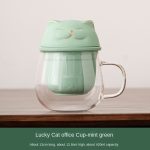 Lucky Cat Office Cup-Mint Green (Safe Packaging)