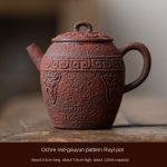 Ochre Red-Hook Cloud Pattern Ruyi Pot