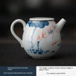 Hand Painted Blue and White Teapot (Flat Top Pot-Hand Painted Charm of Lotus)