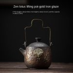 Zen Lotus Loop-Handled Teapot (Gilding Iron Glaze)