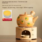 Cat House Warm Tea Stove + Persimmon Side Handle Pot