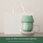 Lucky Cat Office Cup-Mint Green (Gift Box)