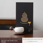 Tao Xi Single Cup + Coaster + Spoon Hardback Gift Box [Wooden Ball Handle-Elegant White]