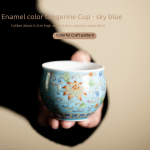 Enamel Tangerine Cup-Sky Blue