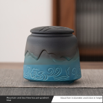 Mountain and Sea View Tea Pot-Gradient Blue