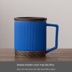 Striped Wooden Lid Mug-Sky Blue (No Filter-Safe Packaging)