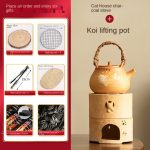 Cat House Charcoal Stove + Koi Loop-Handled Teapot