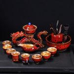 Red Dragon Gilding Tea Set + Six Gentlemen + Tea Basin