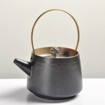 Jingyue Loop-Handled Teapot (Black Iron Glaze)