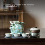 Smoky Gray Wooden Buckle Travel Tea Set-Osmanthus