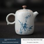 Hand Painted Blue and White Teapot (Ruyi Kettle-Hand Painted Asparagus Fern)