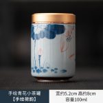 Hand Painted Blue and White Small Tea Jar (Hand-Painted Charm of Lotus)