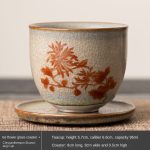 Ice Flower Glaze Chrysanthemum Shanxiang Cup + Chrysanthemum Coaster