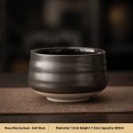 Wave Pattern Matcha Bowl-HALF BLACK