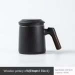 Wooden Pottery Office Cup (Matte Black)